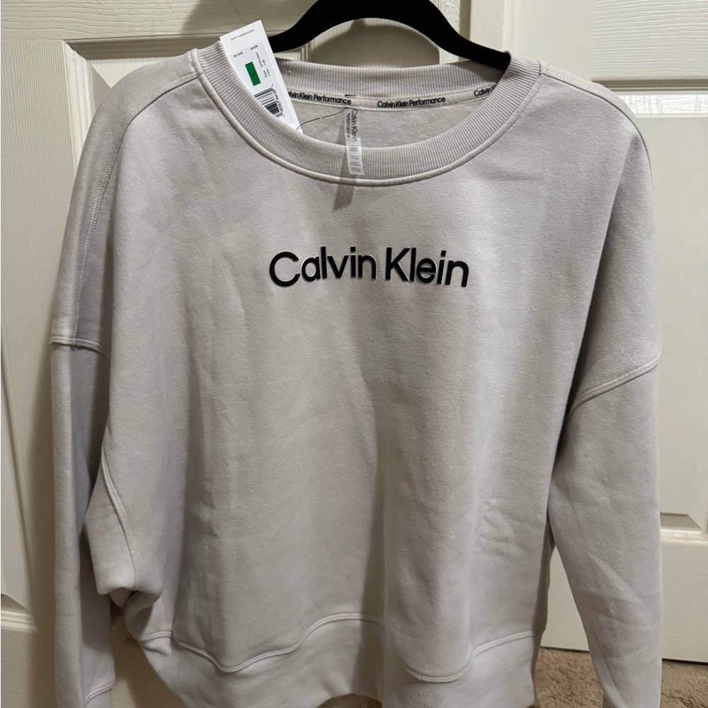 Calvin Klein Light Taupe Logo Crewneck Sweatshirt